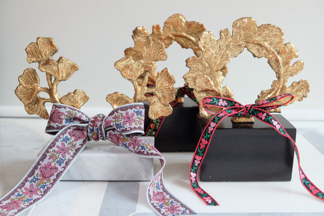 French Wreath with Black Base with Bespoke Ribbon - Rosemaling