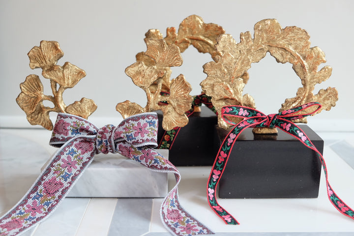 French Wreath with Black Base with Bespoke Ribbon - Rosemaling