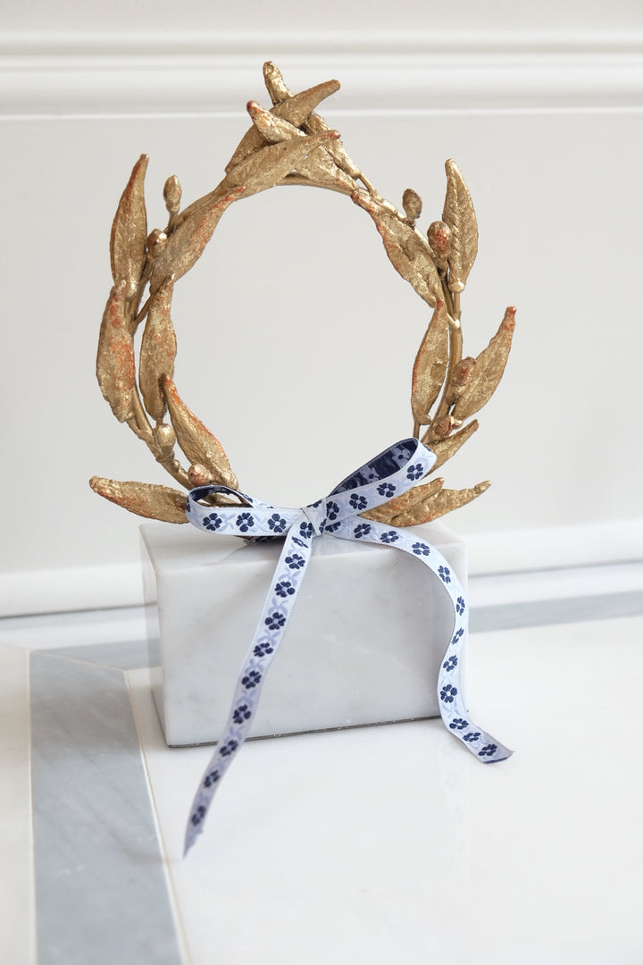 French Apollo Wreath with Bespoke Ribbon - Thin Blue