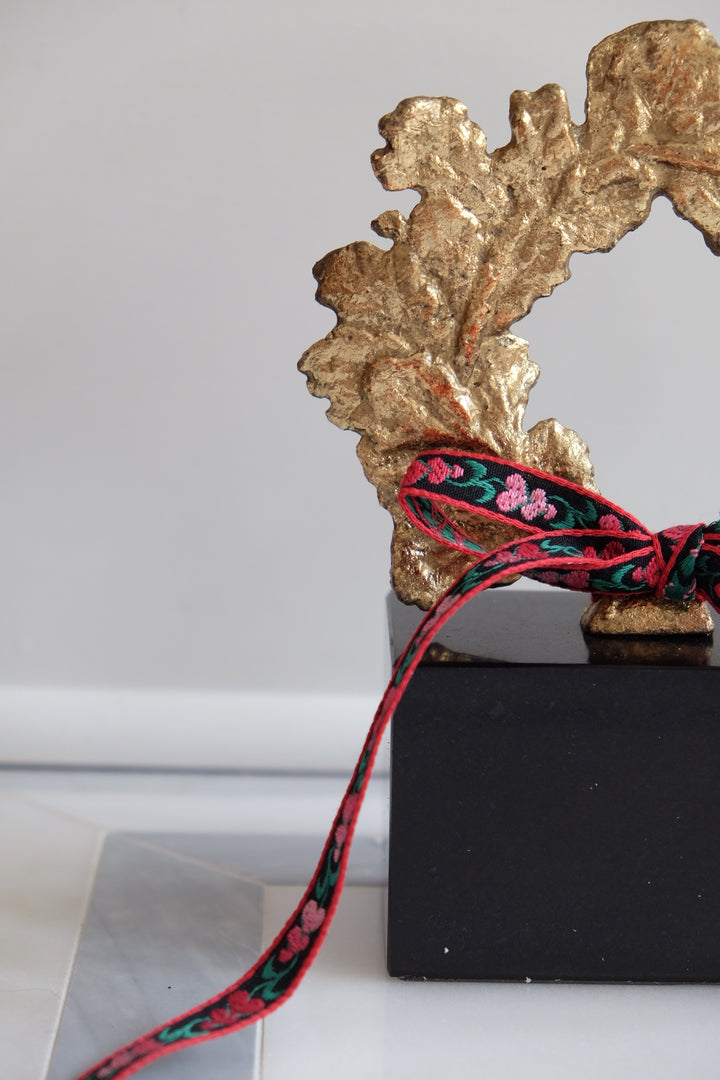 French Wreath with Black Base with Bespoke Ribbon - Rosemaling
