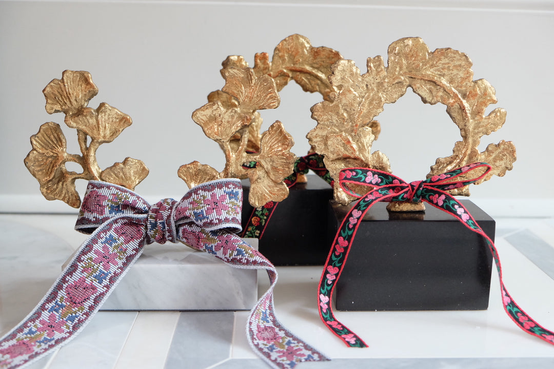 French Wreath with Black Base with Bespoke Ribbon - Rosemaling