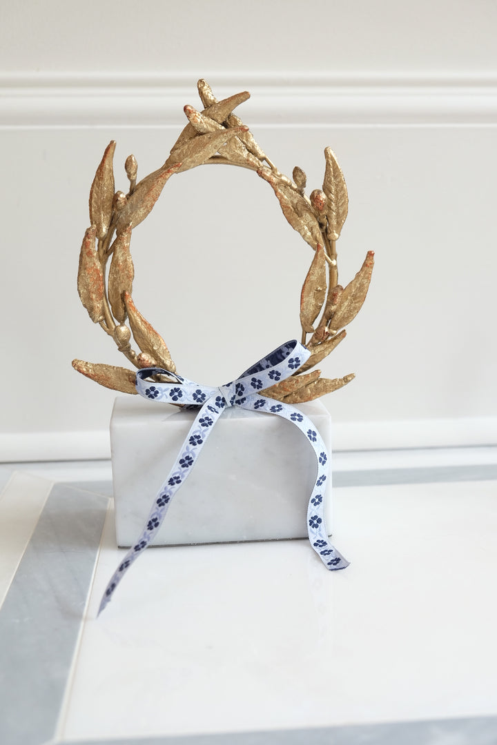 French Apollo Wreath with Bespoke Ribbon - Thin Blue