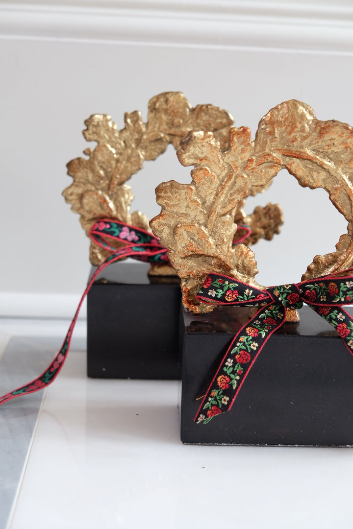 French Wreath with Black Base with Bespoke Ribbon - Roses