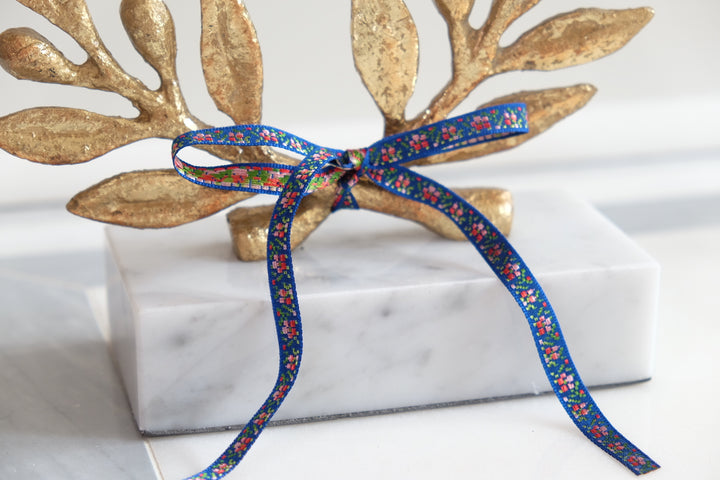 French Olive Branch with Bespoke Ribbon -Thin Blue