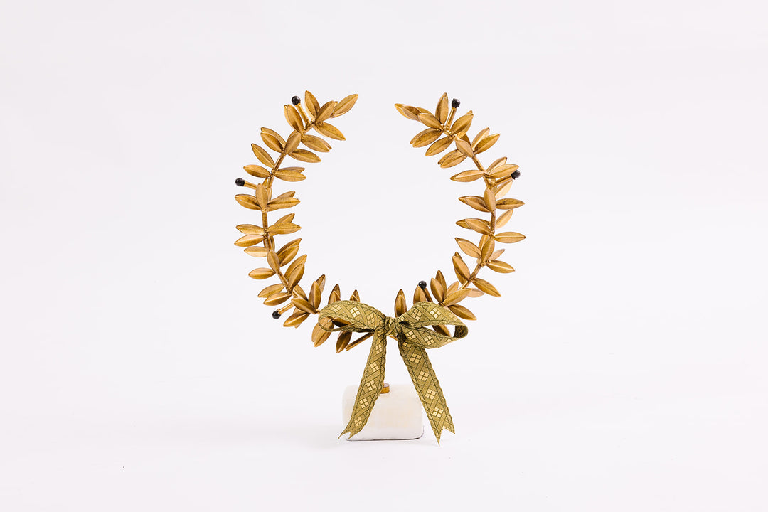 French Wreath with Bespoke Ribbon - Slender Gold