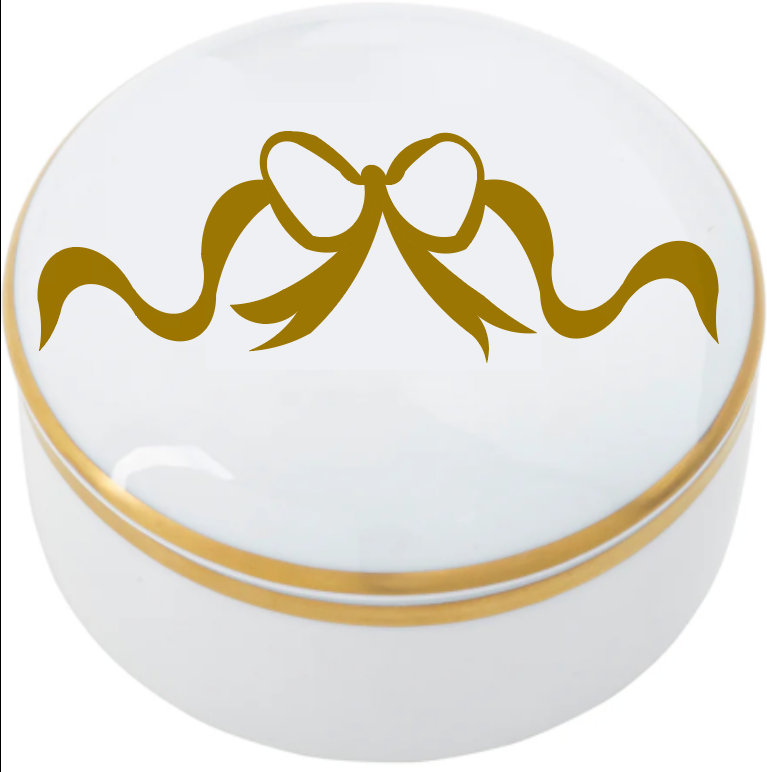 Square Small Giftware Round Box with Gold Bow