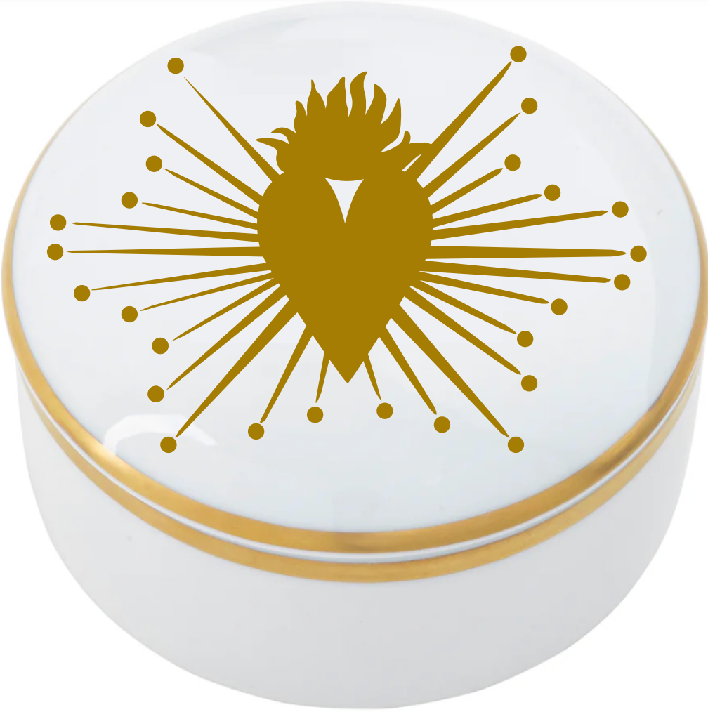 Square Small Giftware Round Box with Sacred Heart