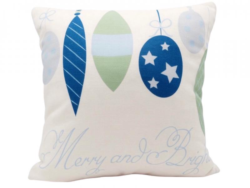 Merry & Bright Cream And Blue Linen