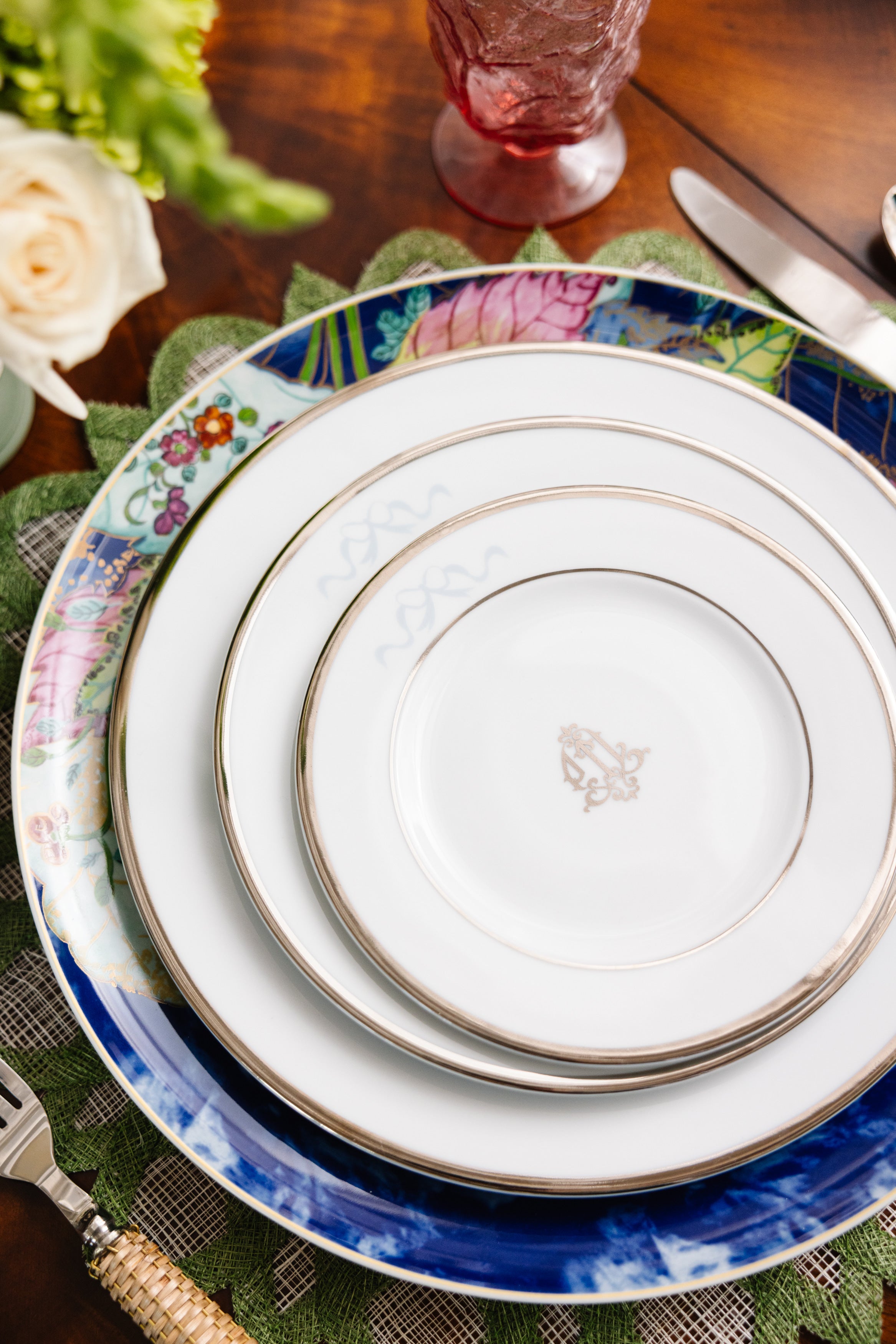 Silver Signature China with Artistry Blue Bows