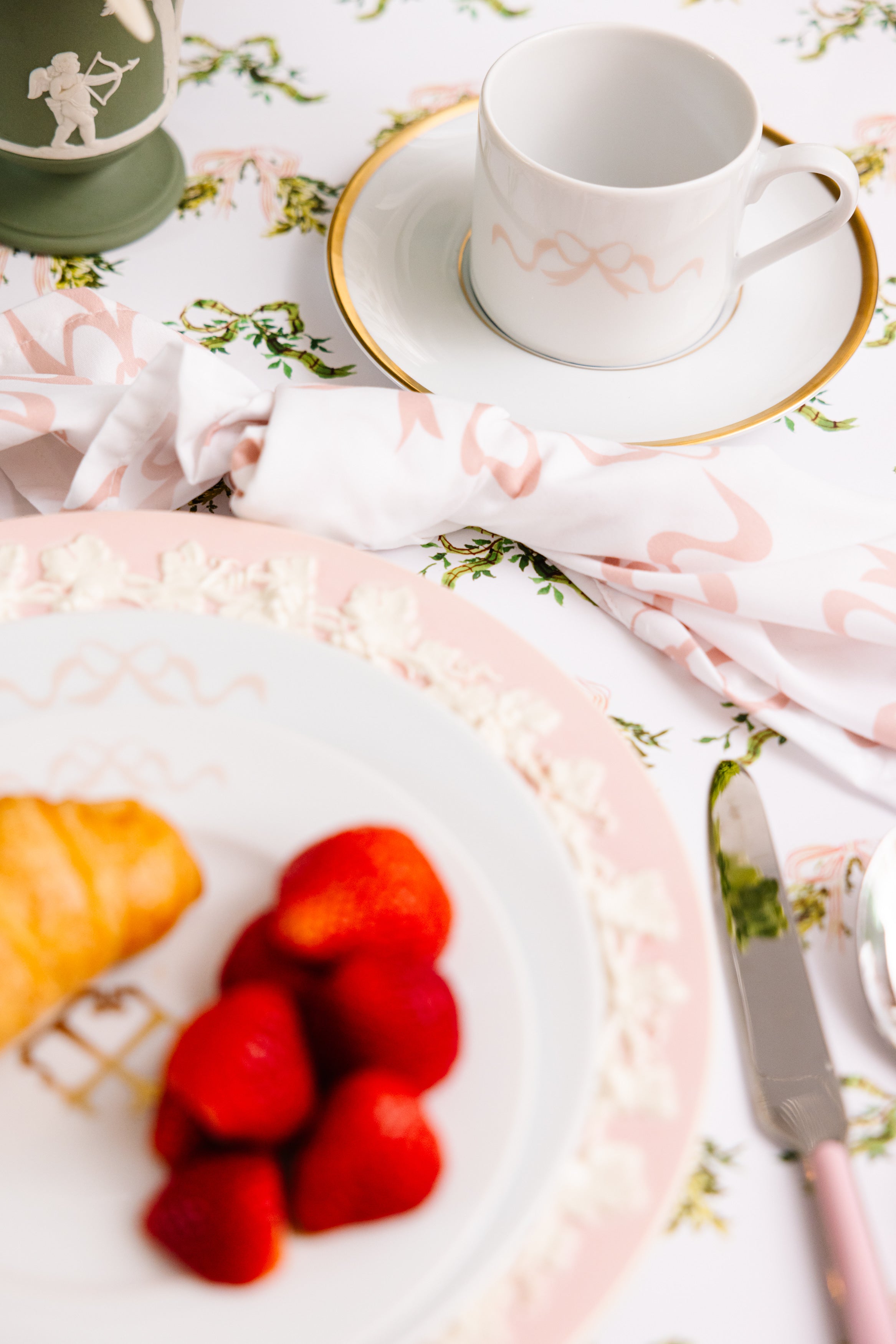 Signature China with Pink Bow and Gold Monogram