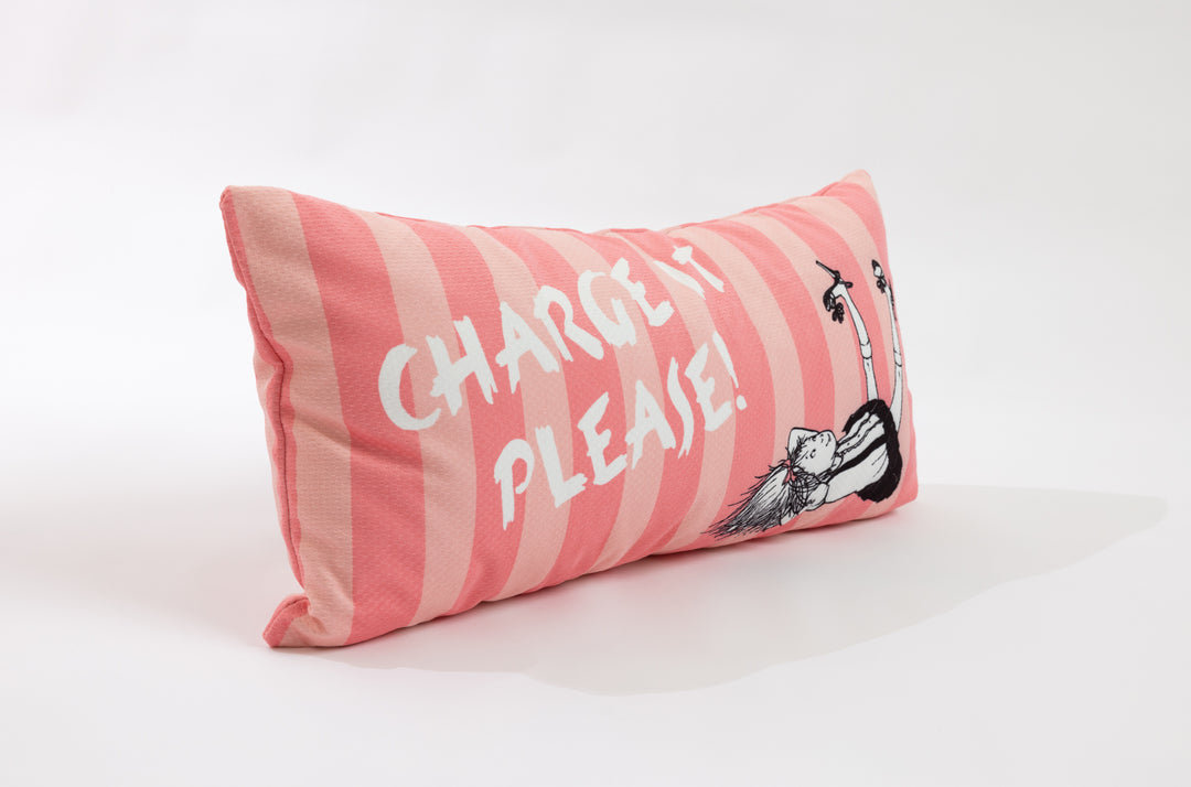 Ready to Ship! Charge It Please! Pillow in Medici, An Eloise Collection