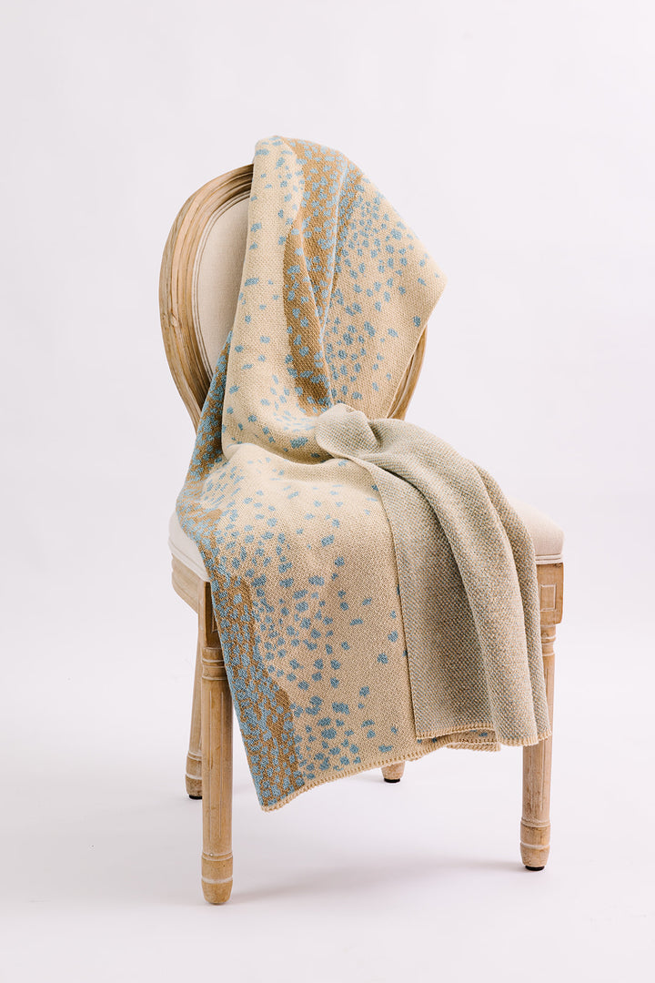 Brevard in Oatmeal and Artistry Blue Knit Blanket