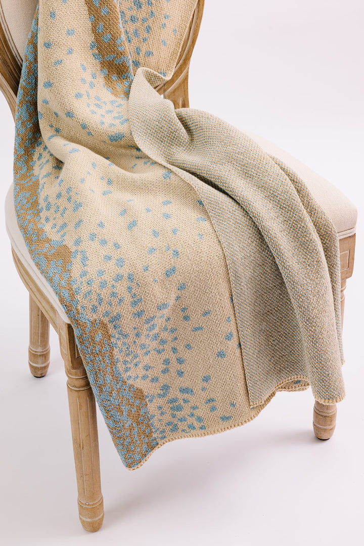 Brevard in Oatmeal and Artistry Blue Knit Blanket