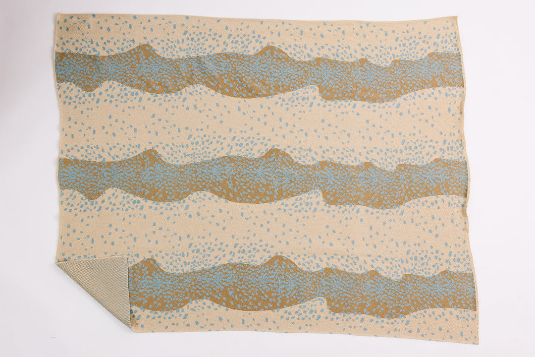 Brevard in Oatmeal and Artistry Blue Knit Blanket