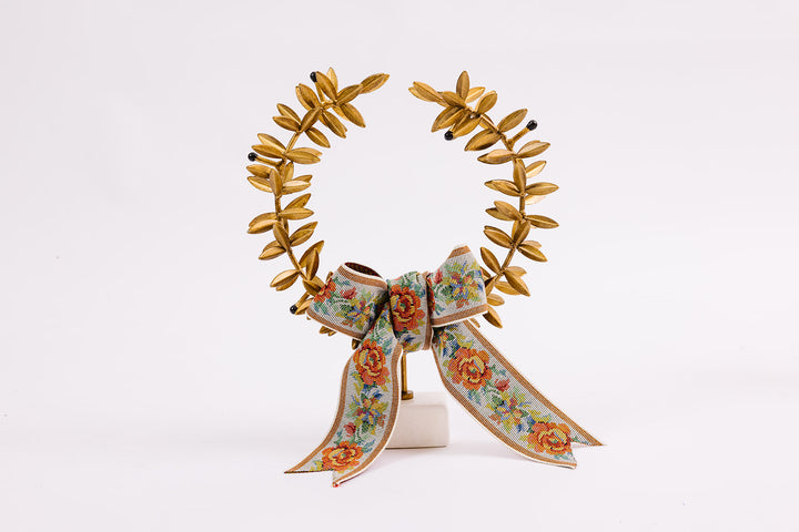 French Wreath with Bespoke Ribbon - Wide Floral