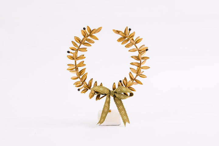 French Wreath with Bespoke Ribbon - Slender Gold