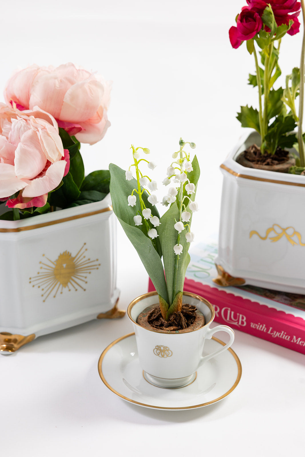 Square Cache Pot with Gold Sacred Heart Ready to Ship