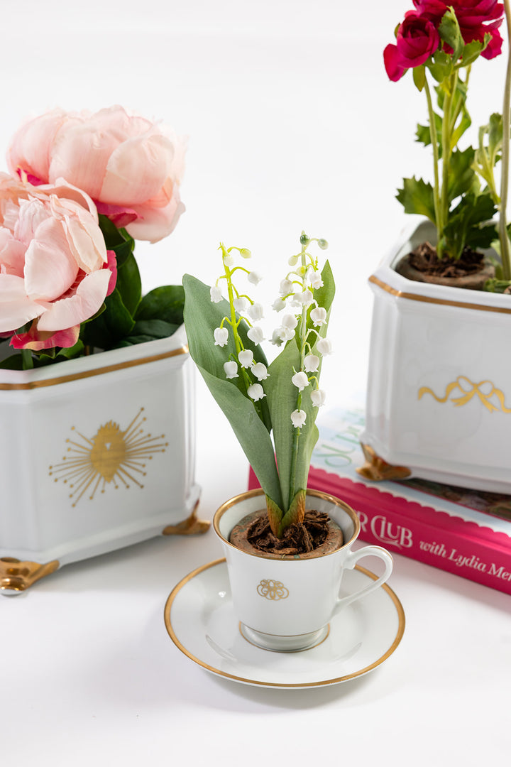 Square Cache Pot with Gold Sacred Heart Ready to Ship