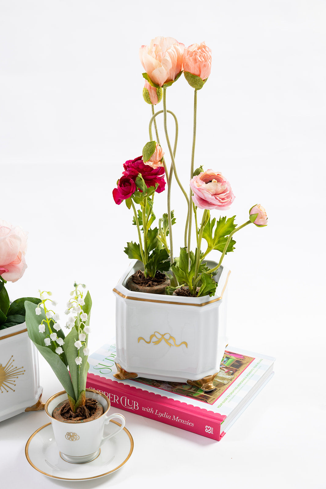 Square Cache Pot with Gold Sacred Heart Ready to Ship