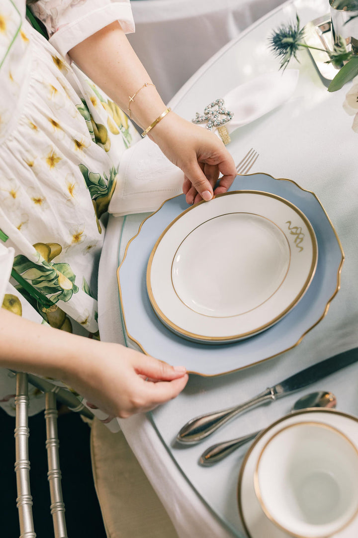 Gold Band Salad Plate with Gold Bow on Rim Ready to Ship!