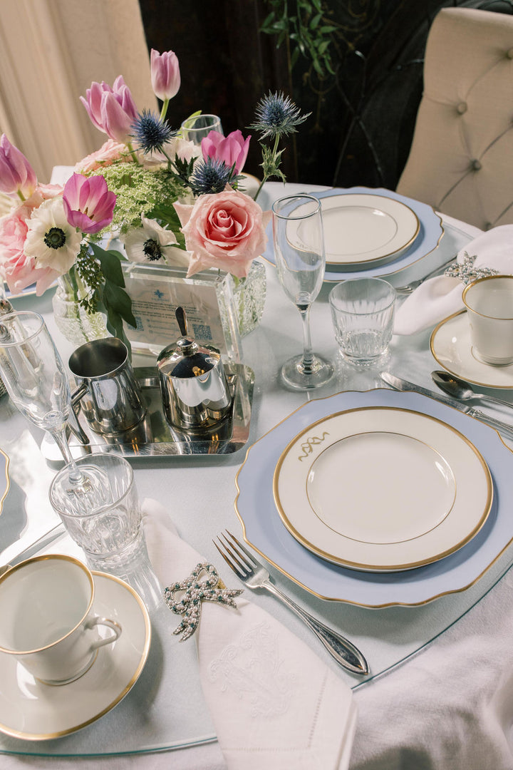 Gold Band Salad Plate with Gold Bow on Rim Ready to Ship!