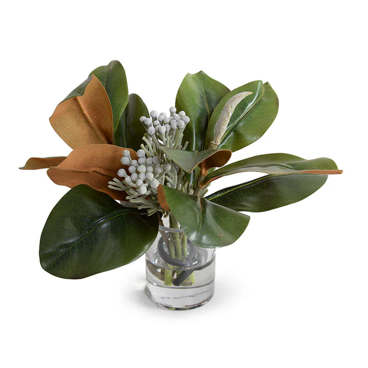 Forever Floral: Magnolia & Silver Brunia 11"H