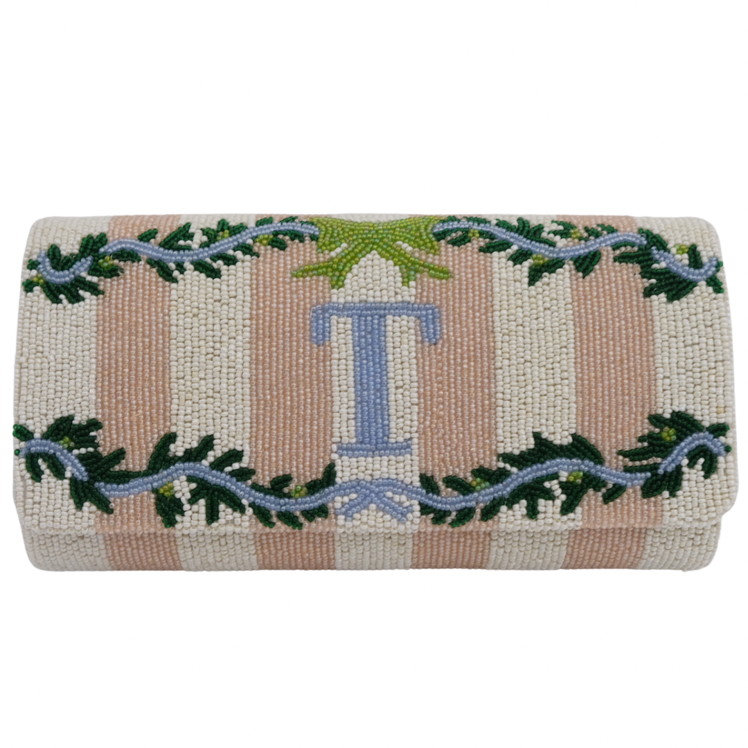 Garland & Stripes Custom Beaded Clutch