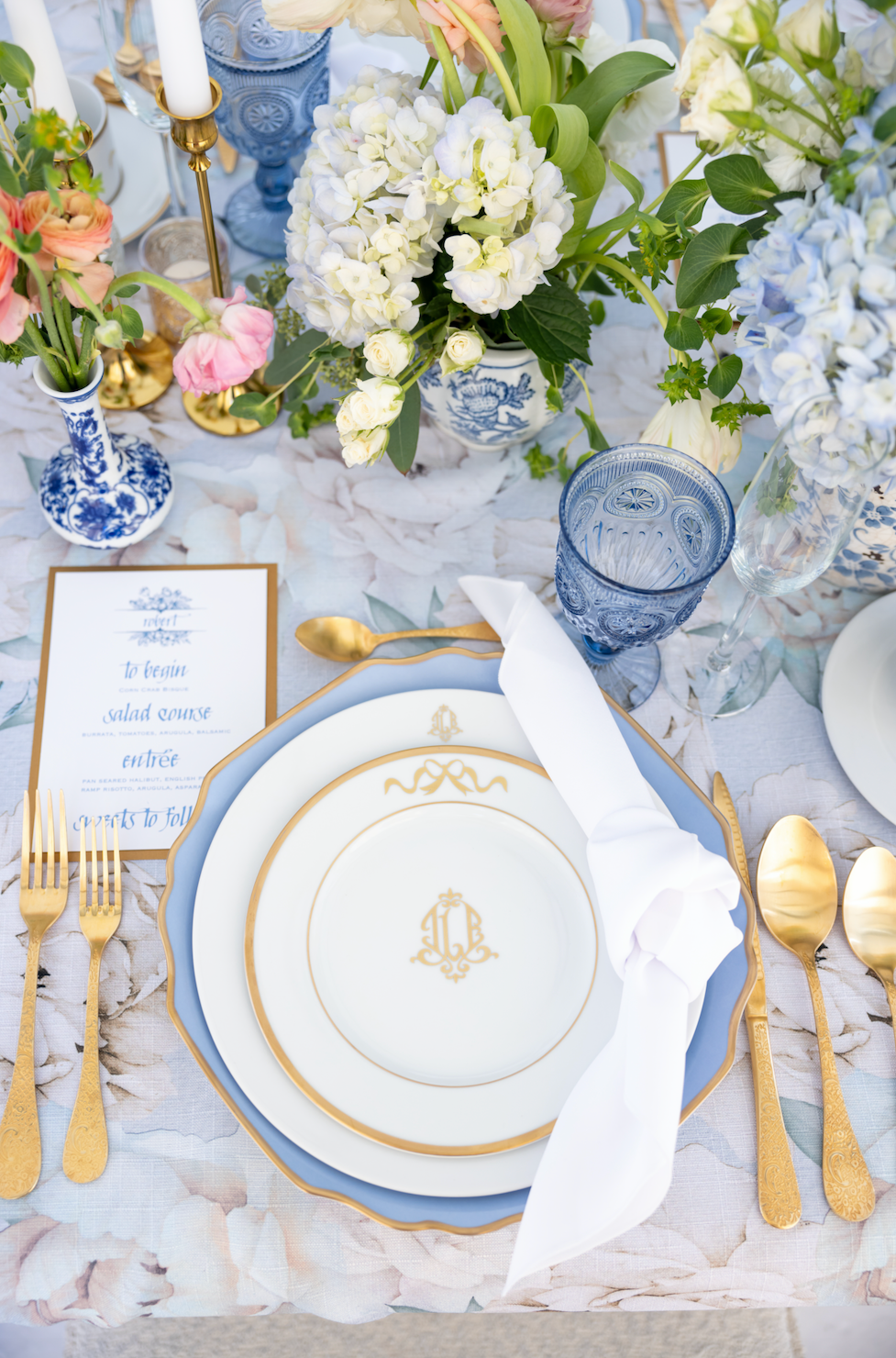 Gold Monogram & Bows Mixed Setting curated by Jennifer Lake