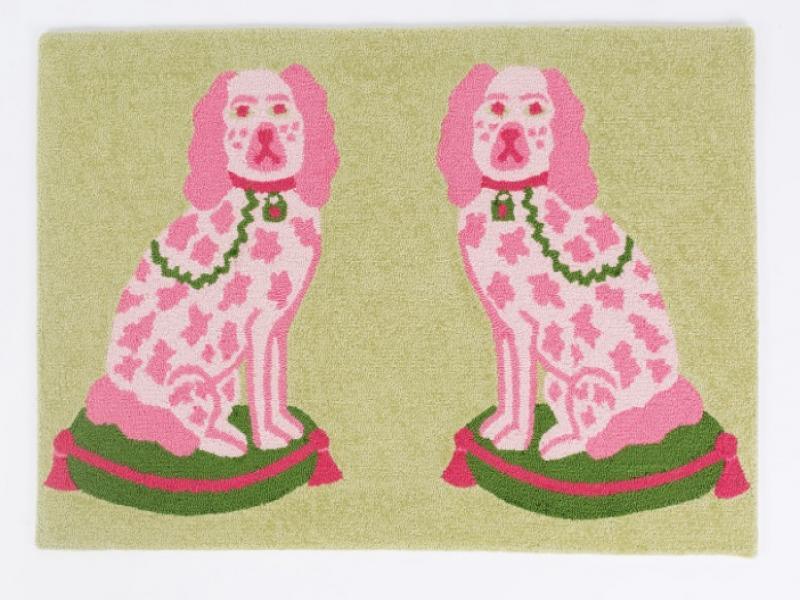 Willa Heart Pink and Green Dogs