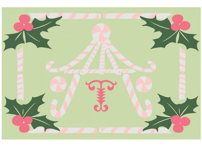 Giddy Paperie Candy Cane Pagoda Mint And Pink Rug