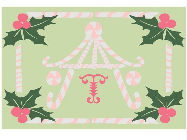 Giddy Paperie Candy Cane Pagoda Mint And Pink Rug