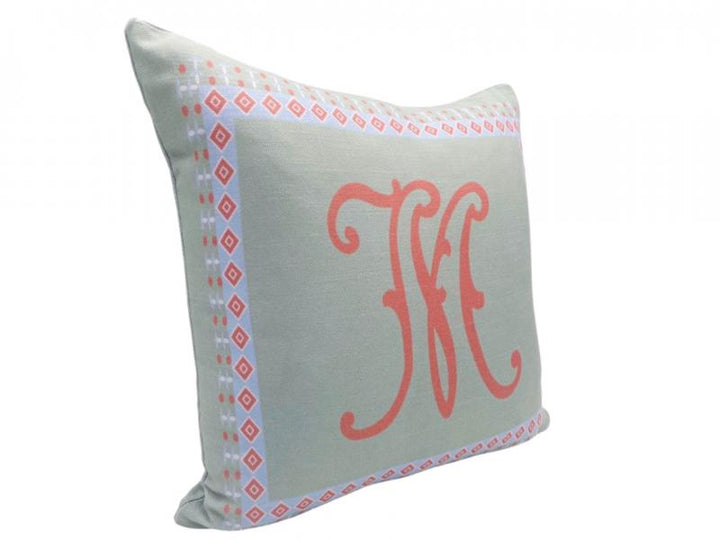 Tivoli Linen Sage And Apricot With M Monogram