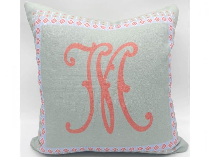 Tivoli Linen Sage And Apricot With M Monogram