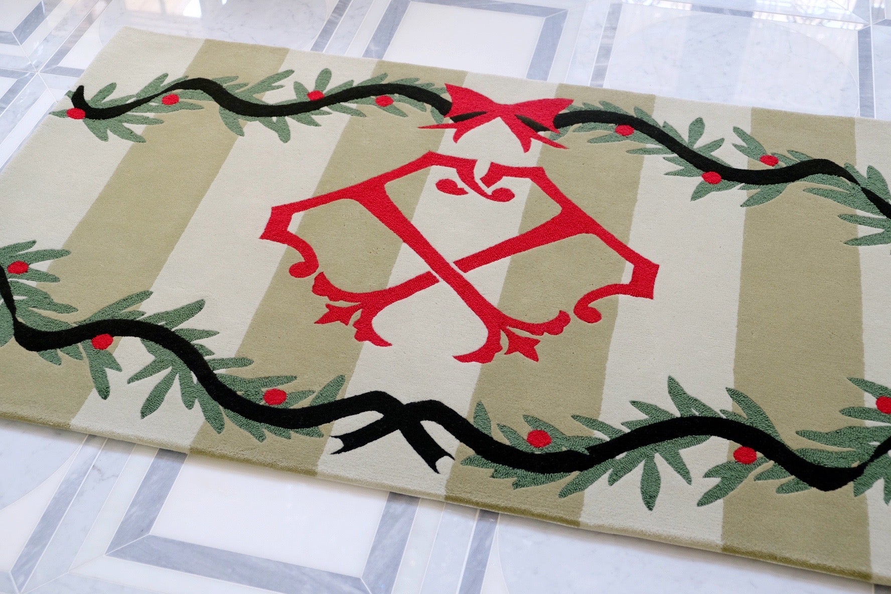 Deck the Halls in Classic Red & Green - Add Your Monogram