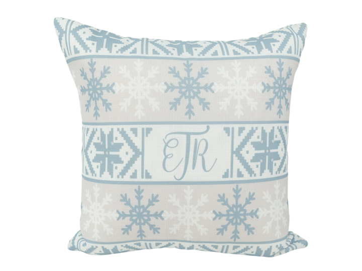 Fair Isles in Blue on Linen - Add Your Monogram